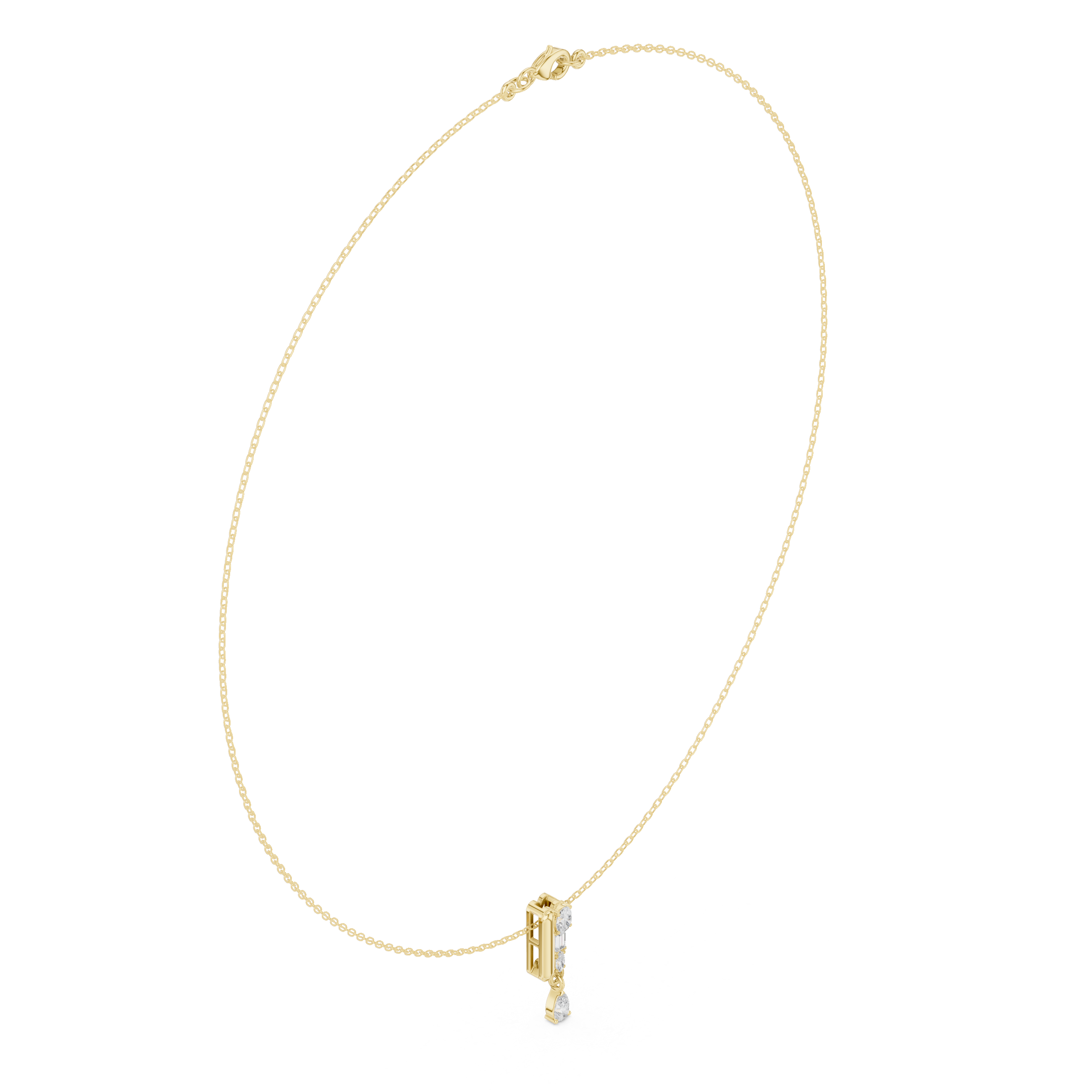 Multi shape diamond drop pendant necklace