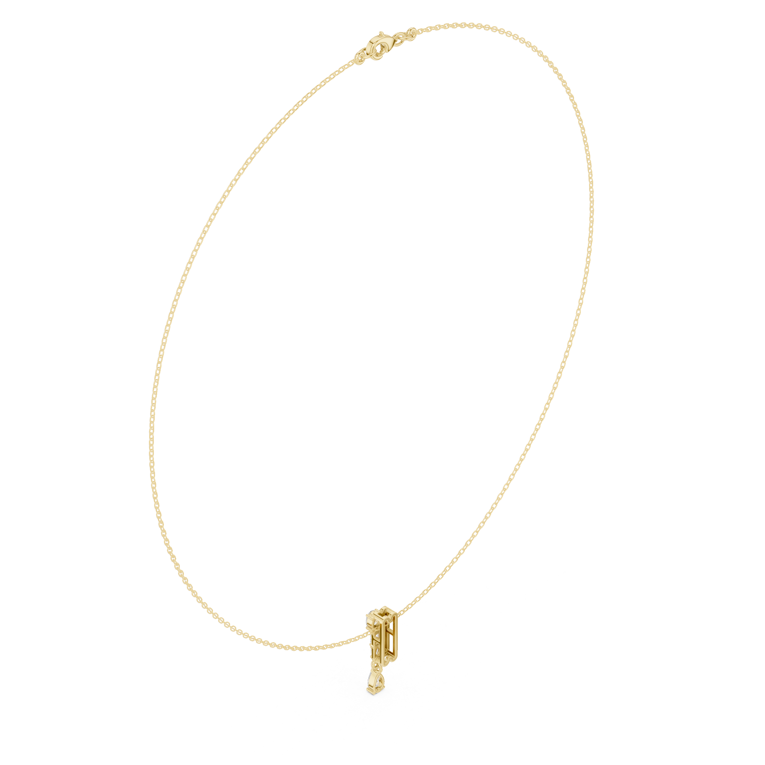 Multi shape diamond drop pendant necklace