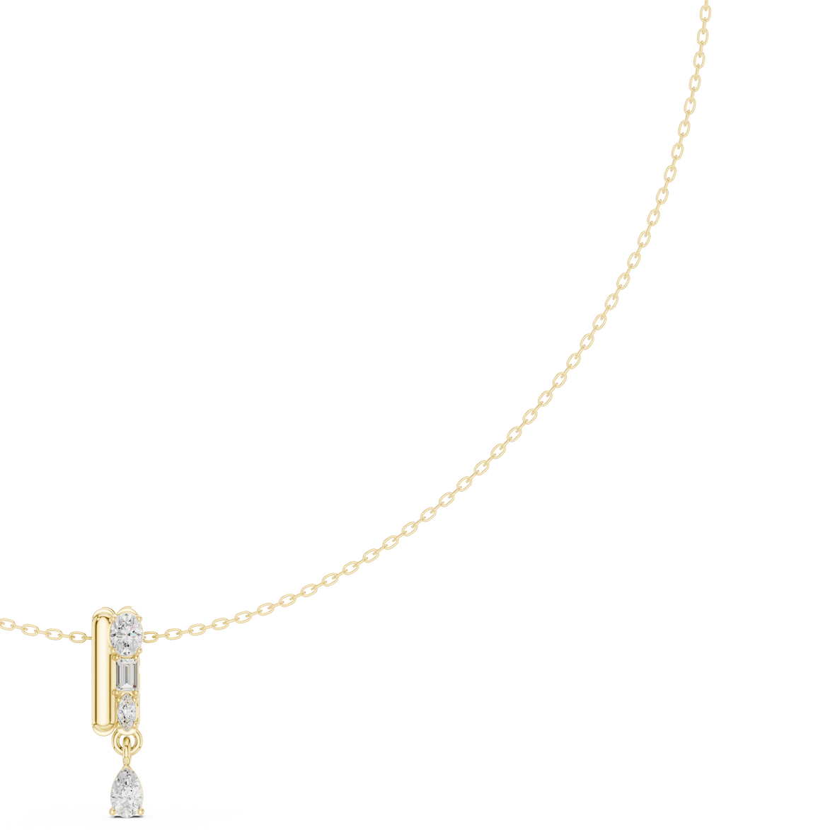 Multi shape diamond drop pendant necklace