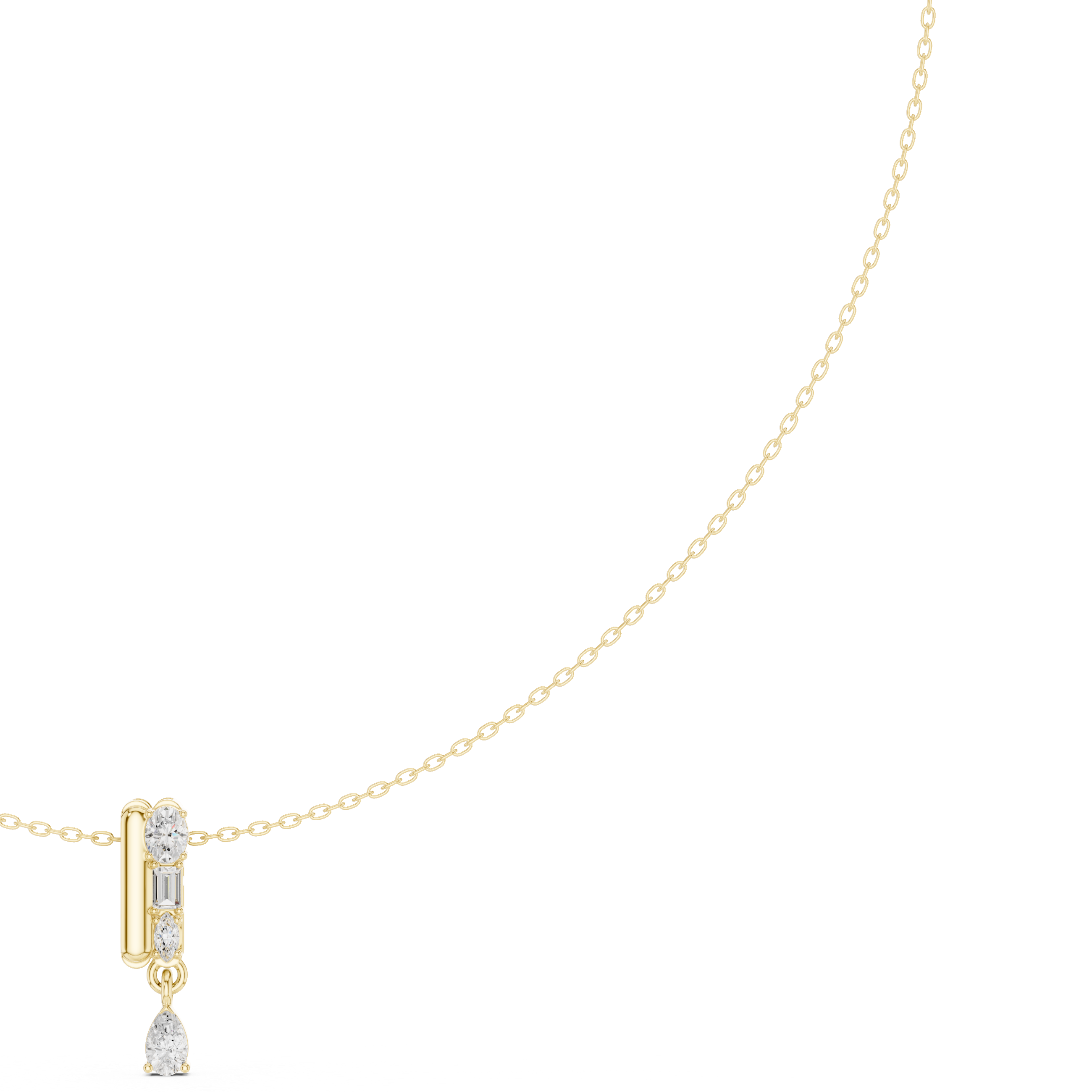 Multi shape diamond drop pendant necklace