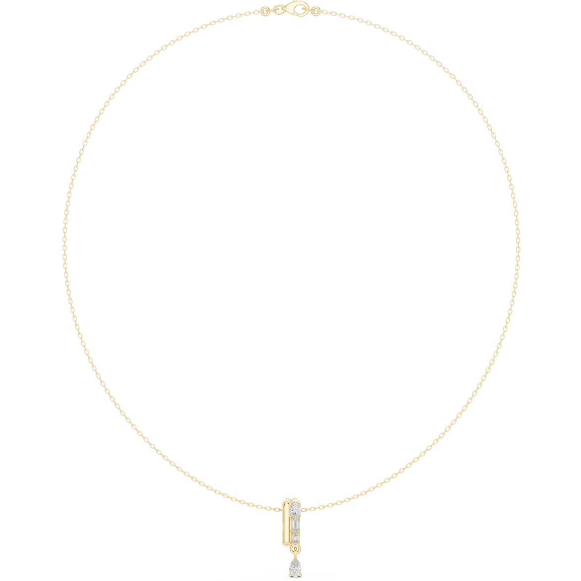 Multi shape diamond drop pendant necklace