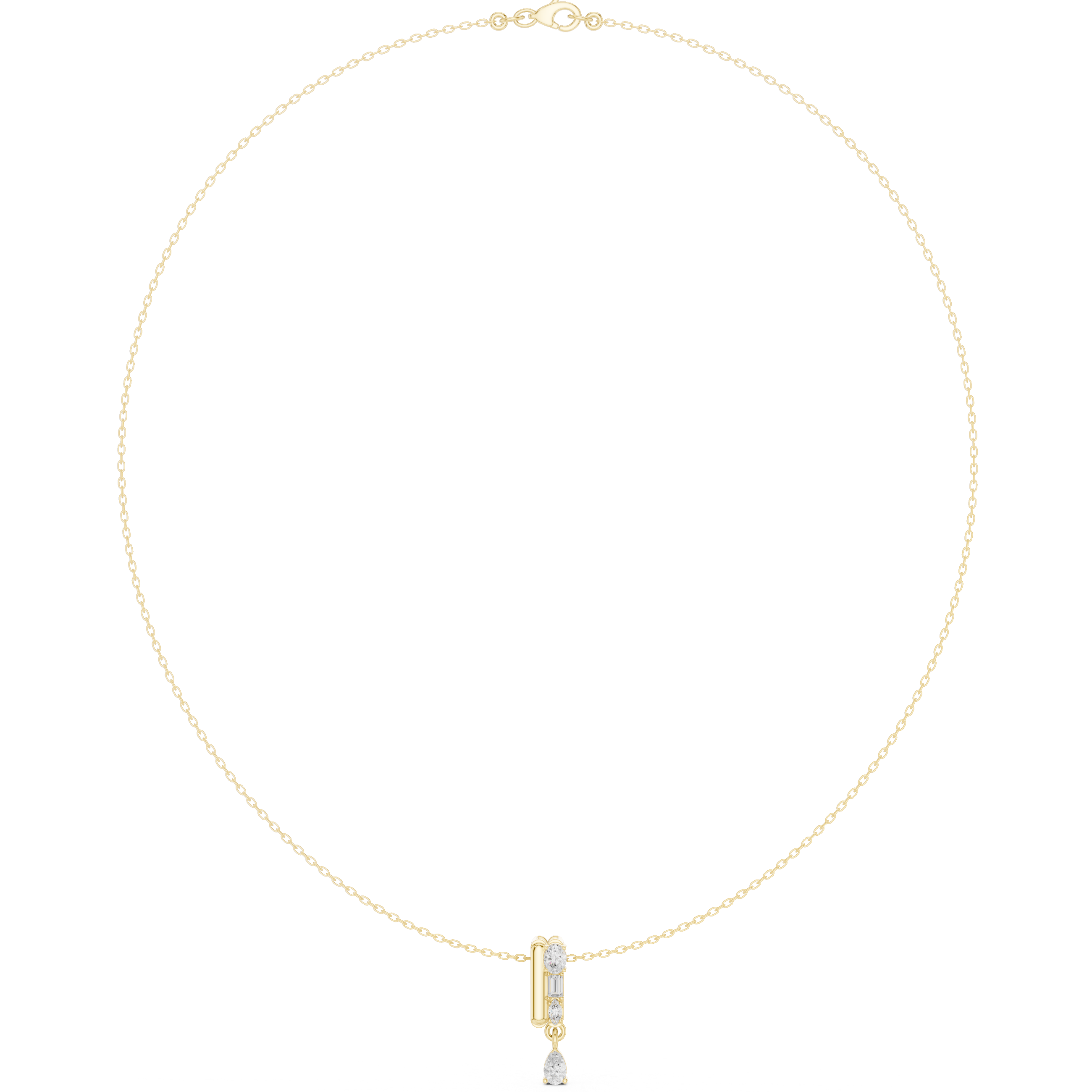 Multi shape diamond drop pendant necklace