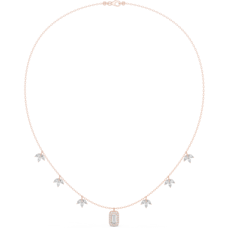 Emerald & Marquise Lab Grown Diamond Halo Pendant