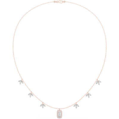 Marquise diamond charm necklace with emerald pendant