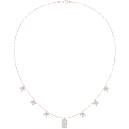Marquise diamond charm necklace with emerald pendant