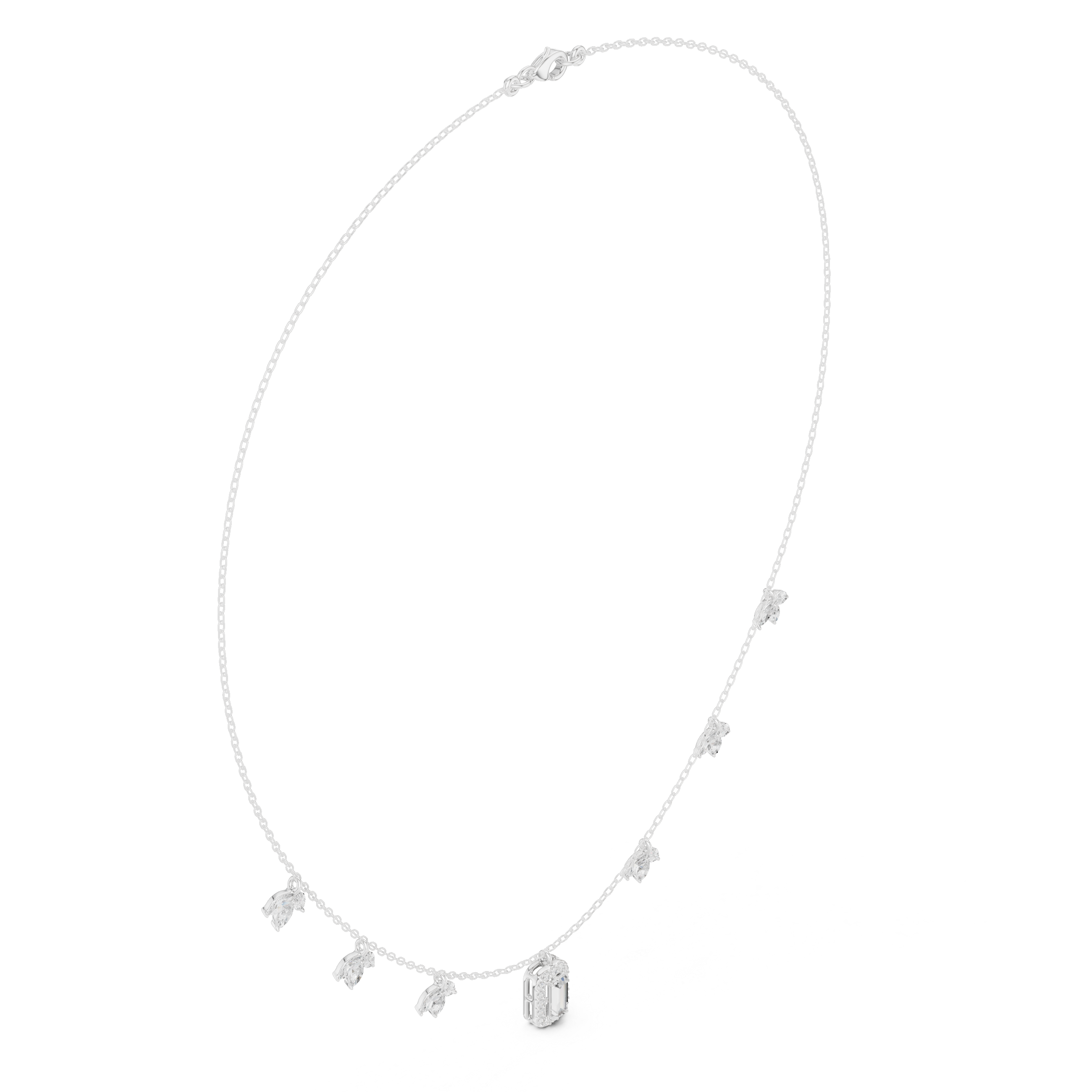 Marquise diamond charm necklace with emerald pendant