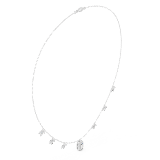 Marquise diamond charm necklace with emerald pendant