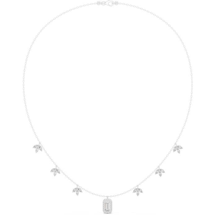 Marquise diamond charm necklace with emerald pendant