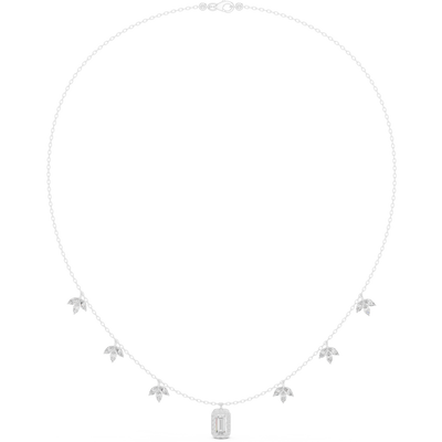 Marquise diamond charm necklace with emerald pendant