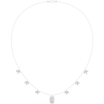 Marquise diamond charm necklace with emerald pendant