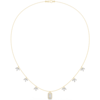 Marquise diamond charm necklace with emerald pendant