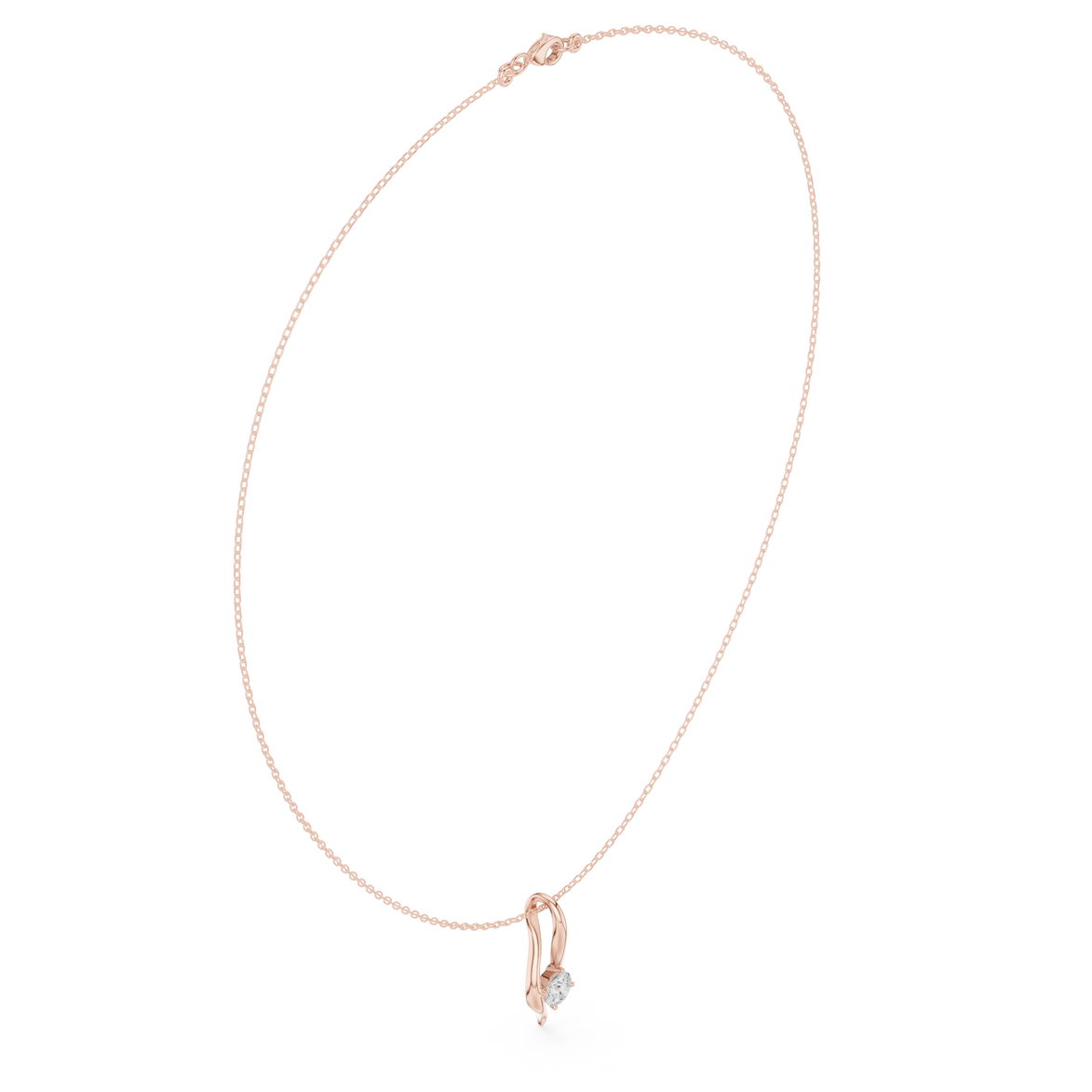 Solitaire twist diamond pendant necklace