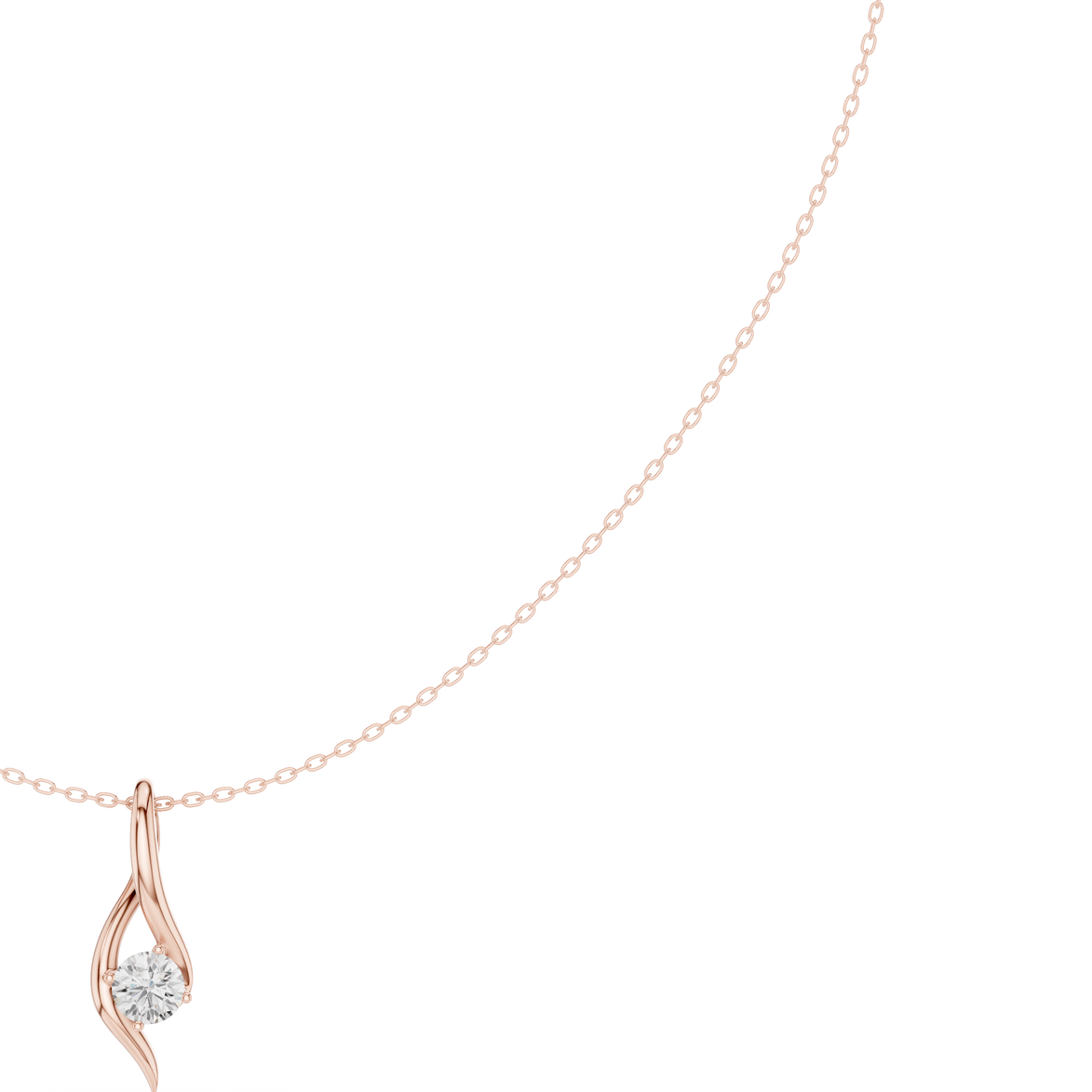 Solitaire twist diamond pendant necklace