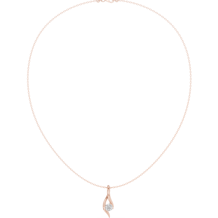 Round Lab Grown Diamond Twist Solitaire Pendant