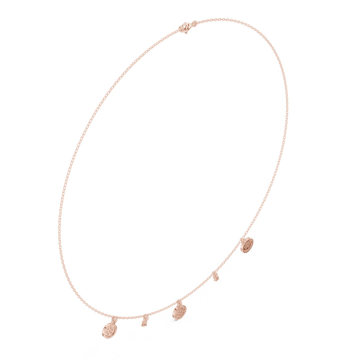 Diamond charm station necklace