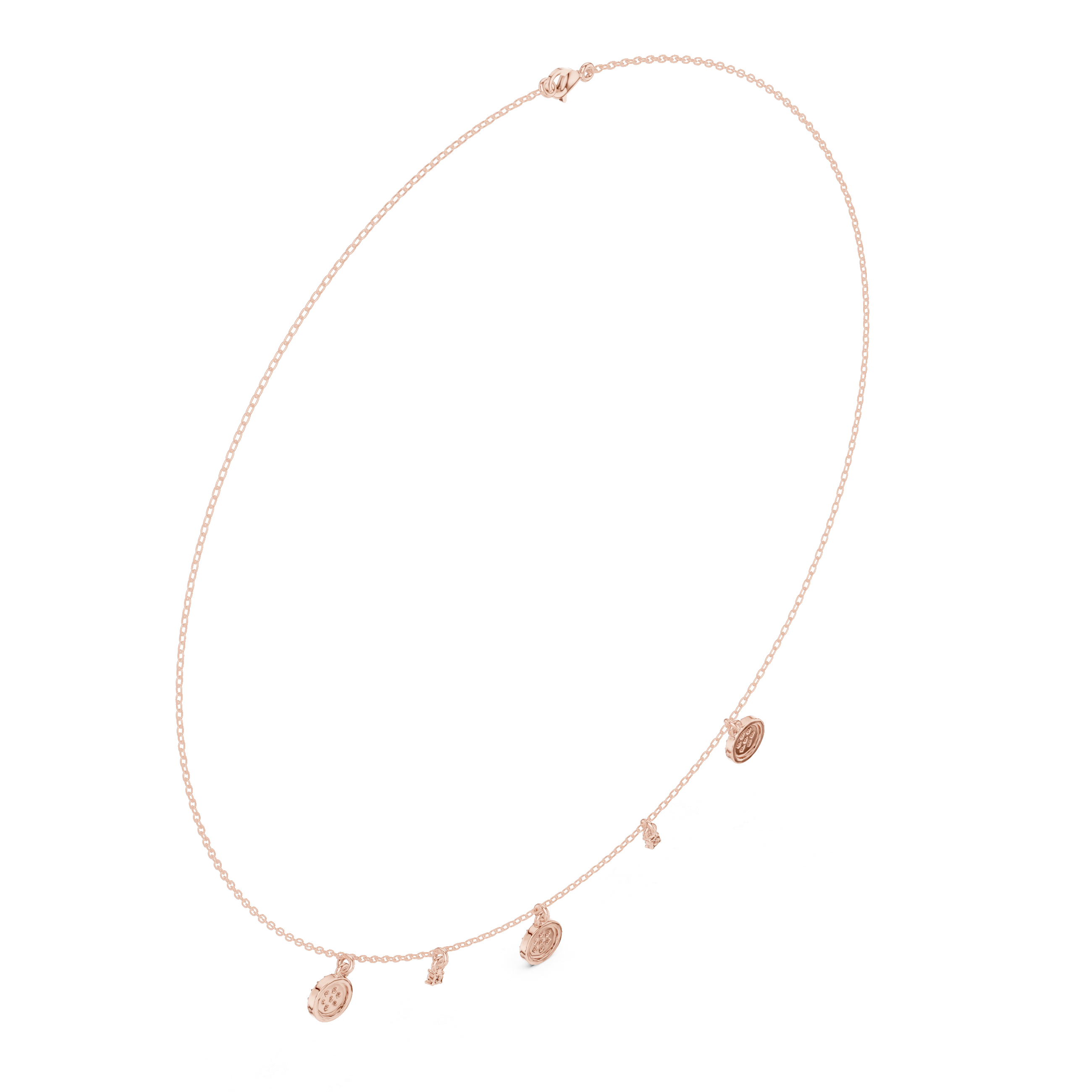 Diamond charm station necklace