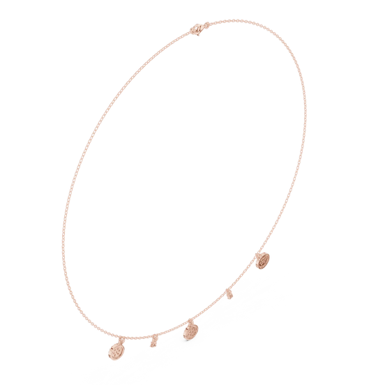 Diamond charm station necklace