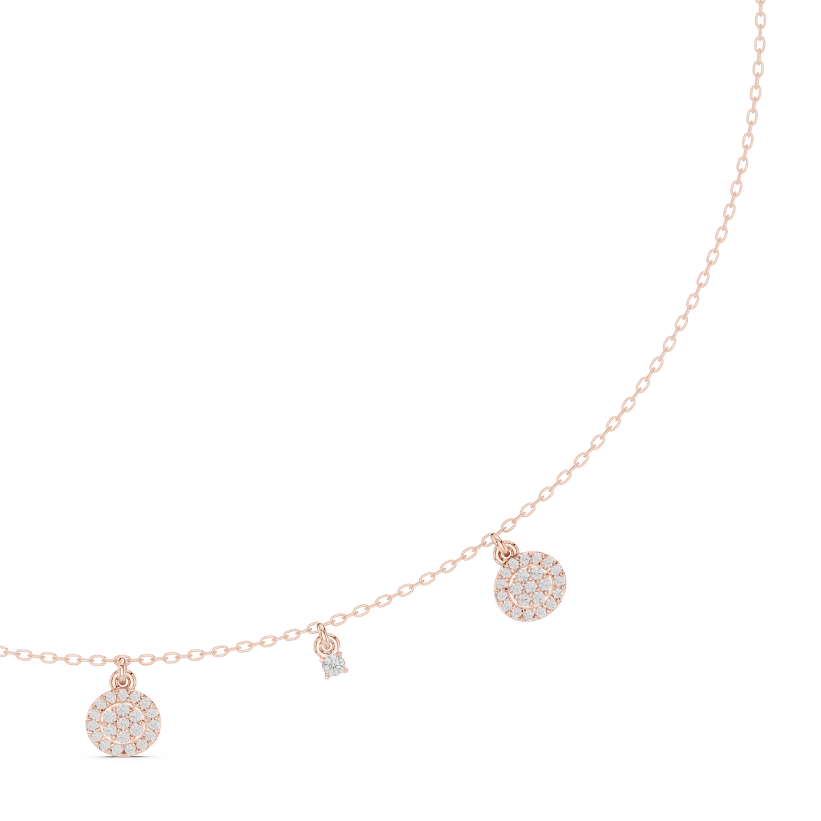 Diamond charm station necklace
