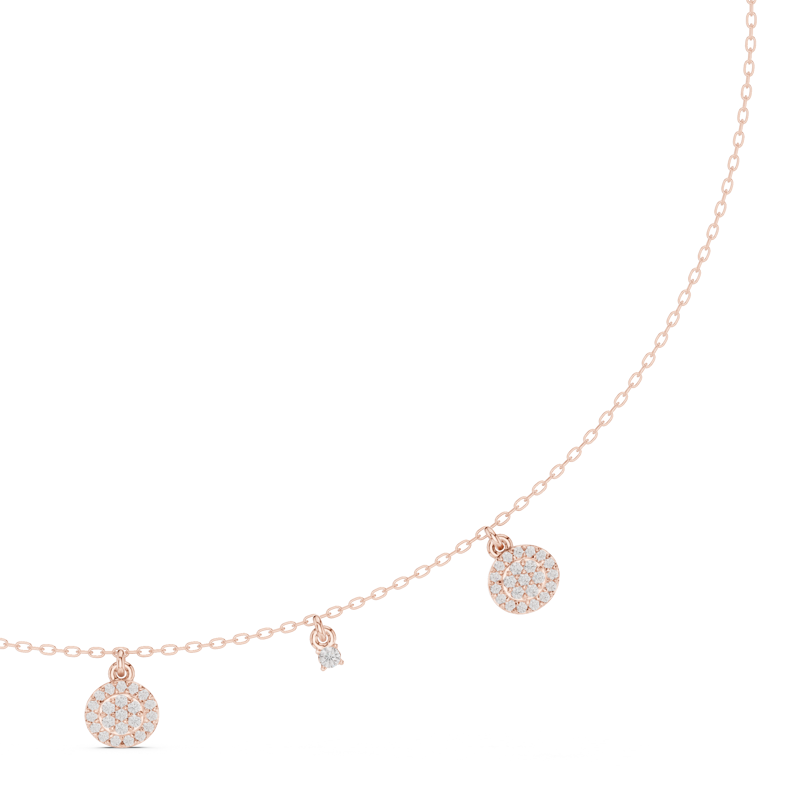 Diamond charm station necklace
