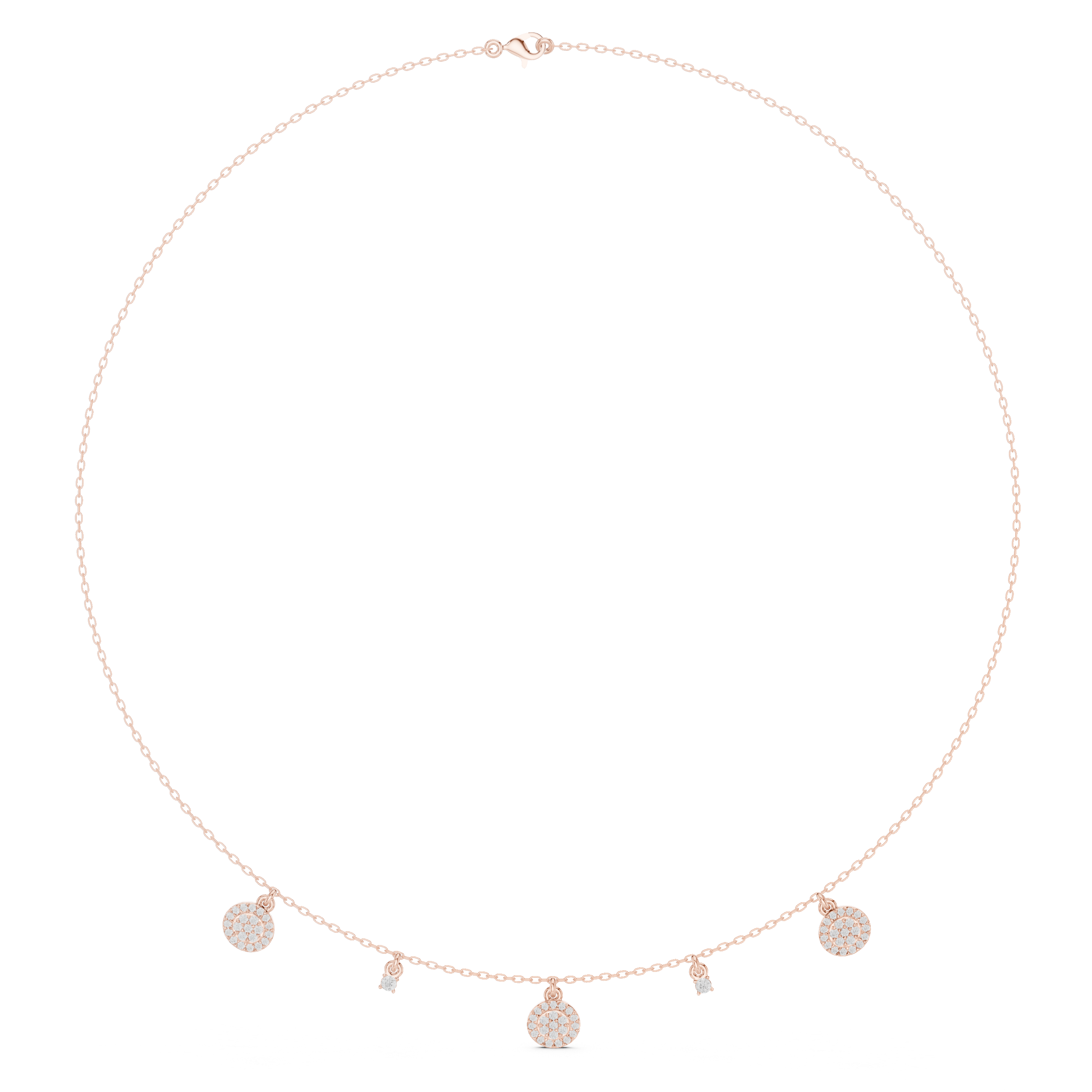 Diamond charm station necklace