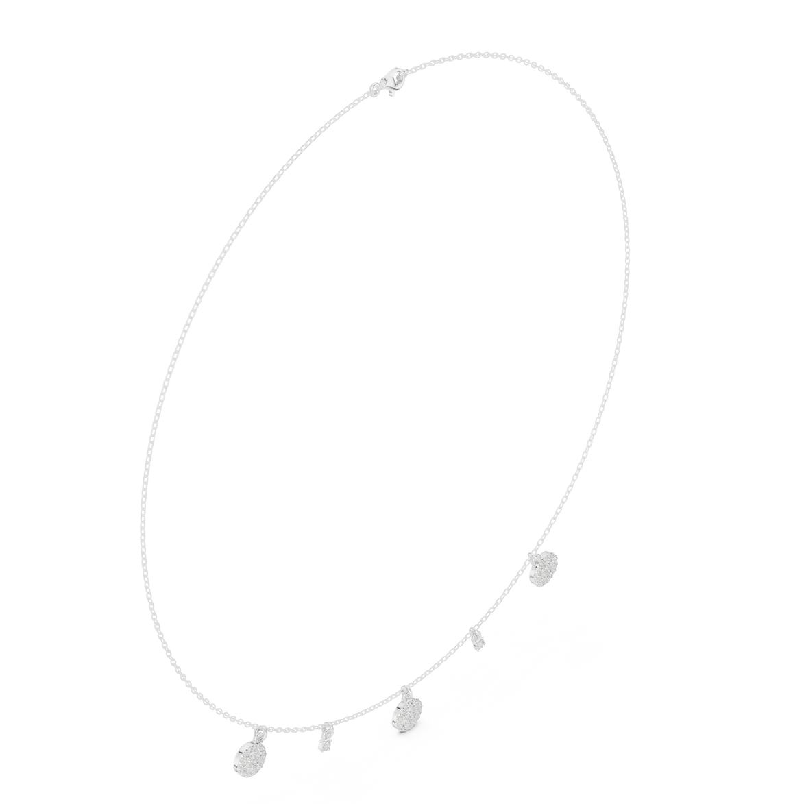 Diamond charm station necklace