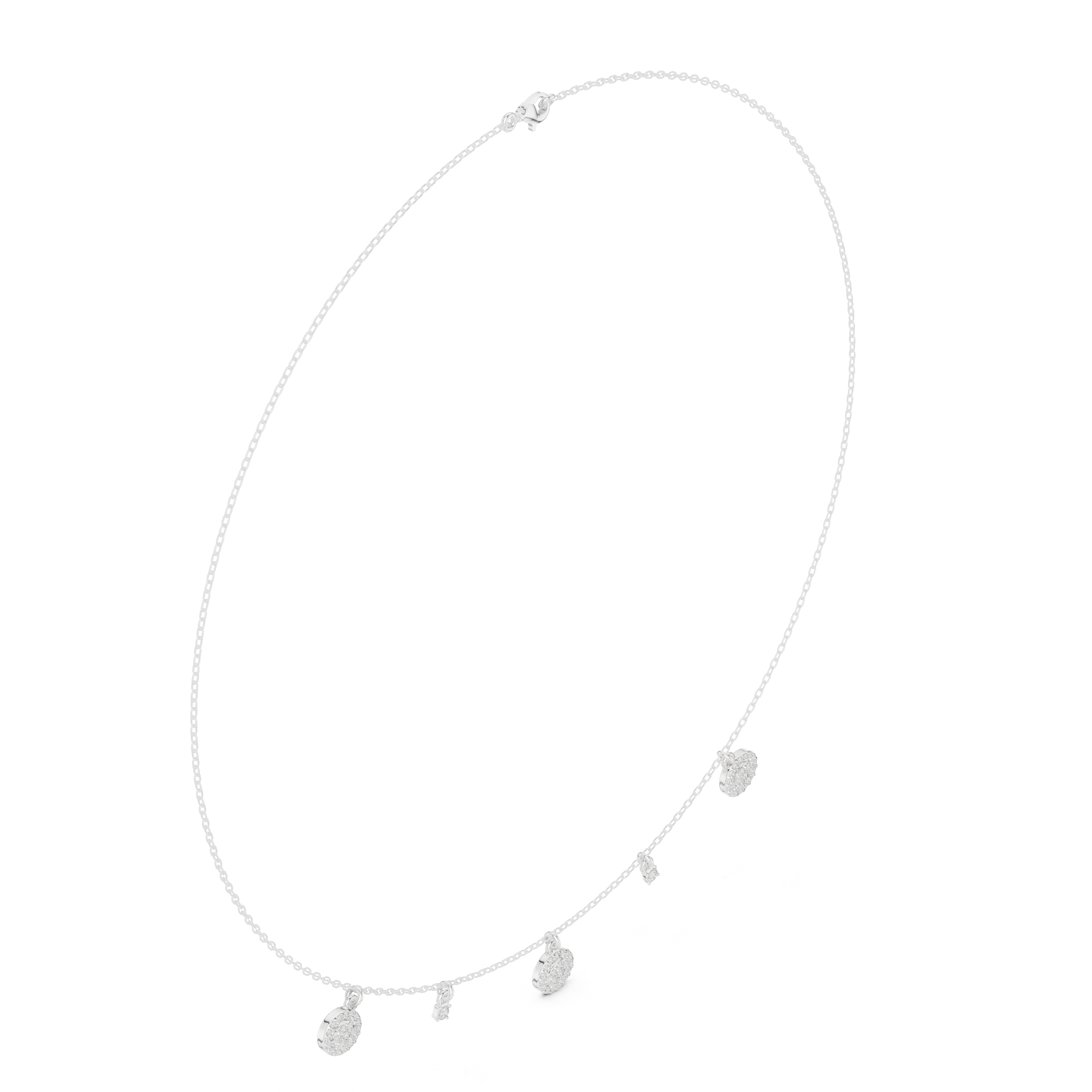 Diamond charm station necklace
