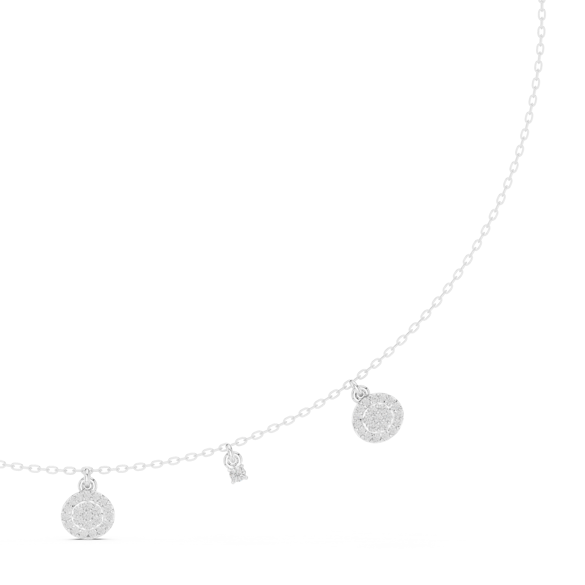 Diamond charm station necklace