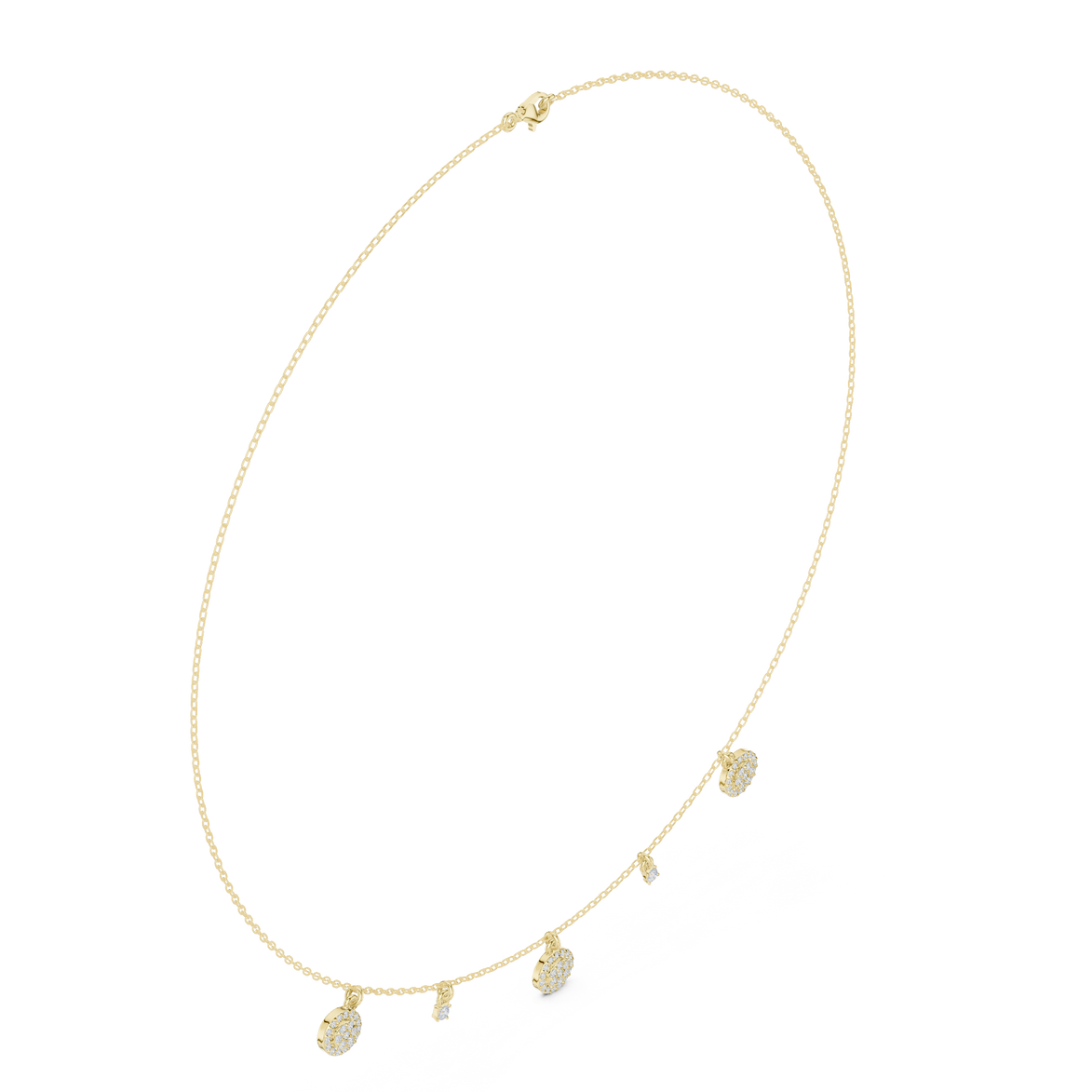Diamond charm station necklace