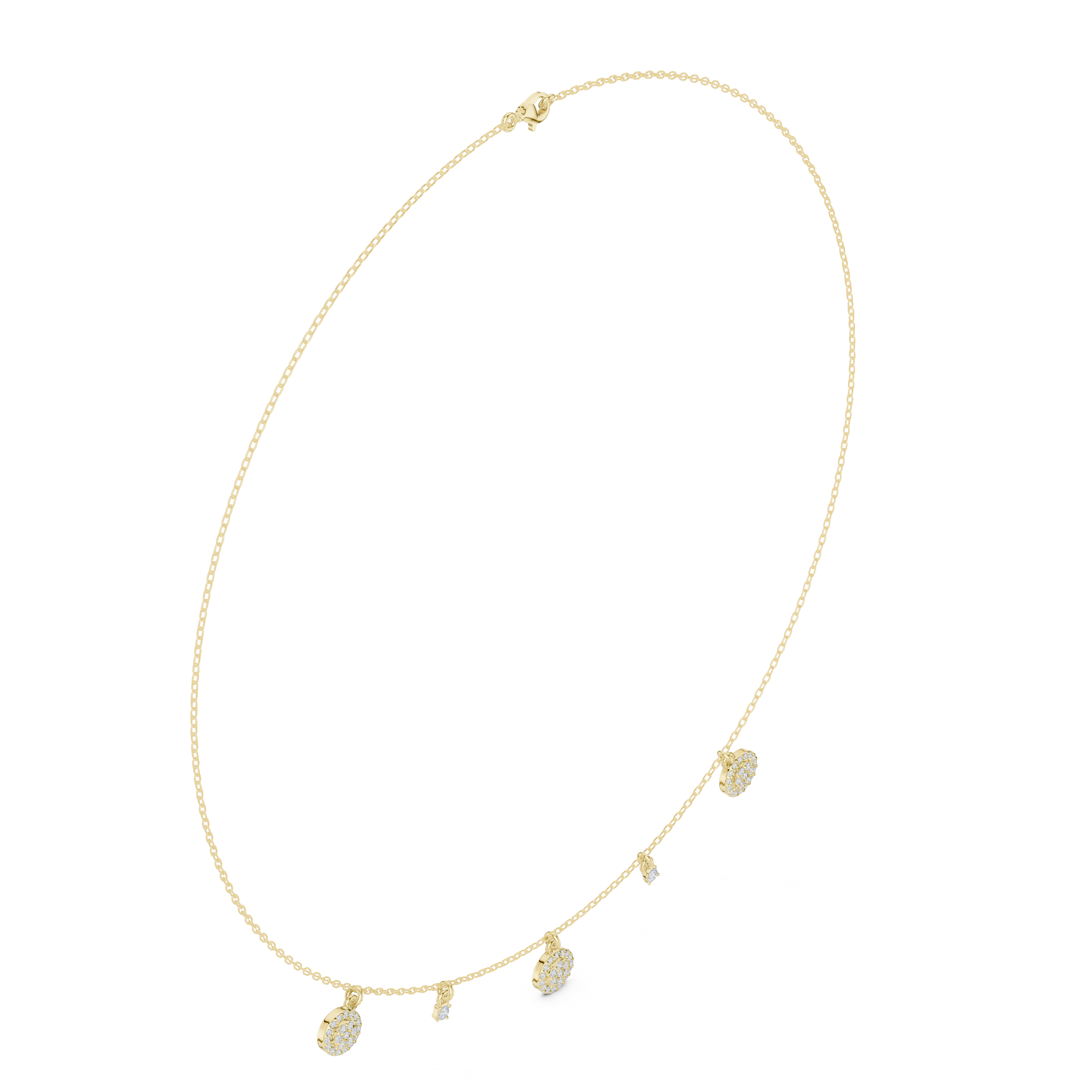 Diamond charm station necklace