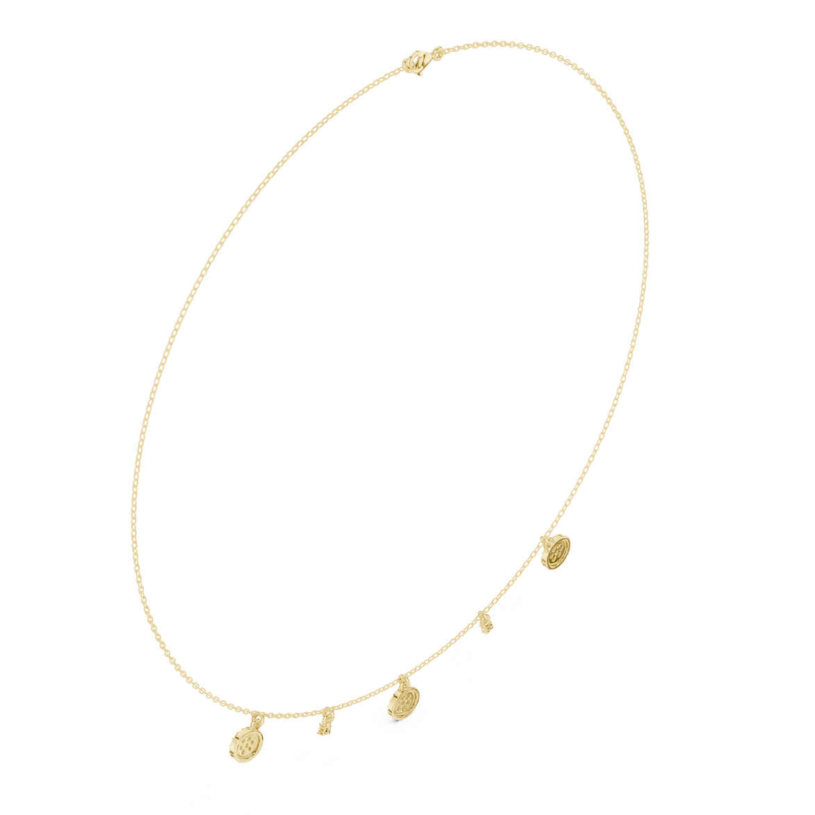 Diamond charm station necklace