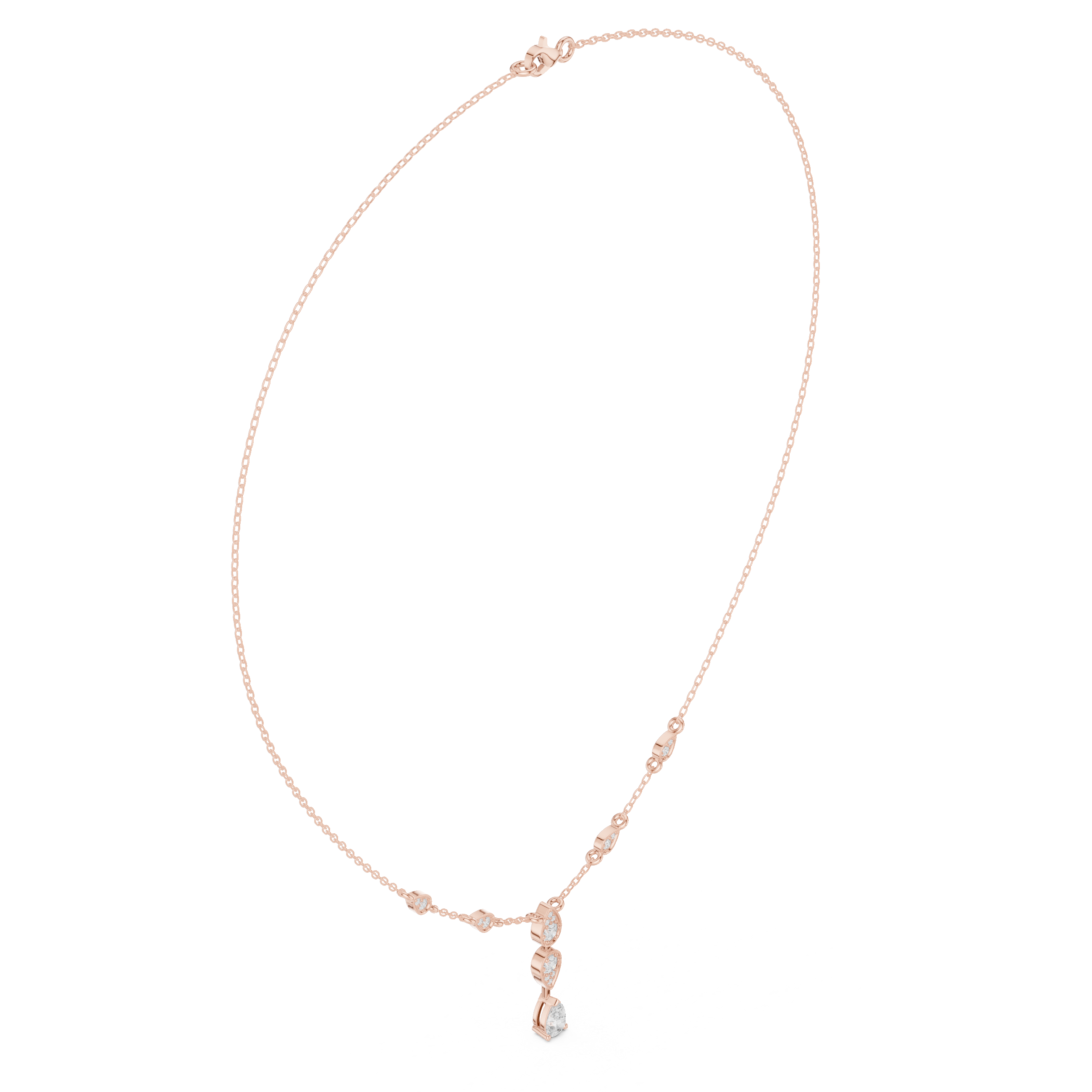 Pear drop diamond dangle necklace