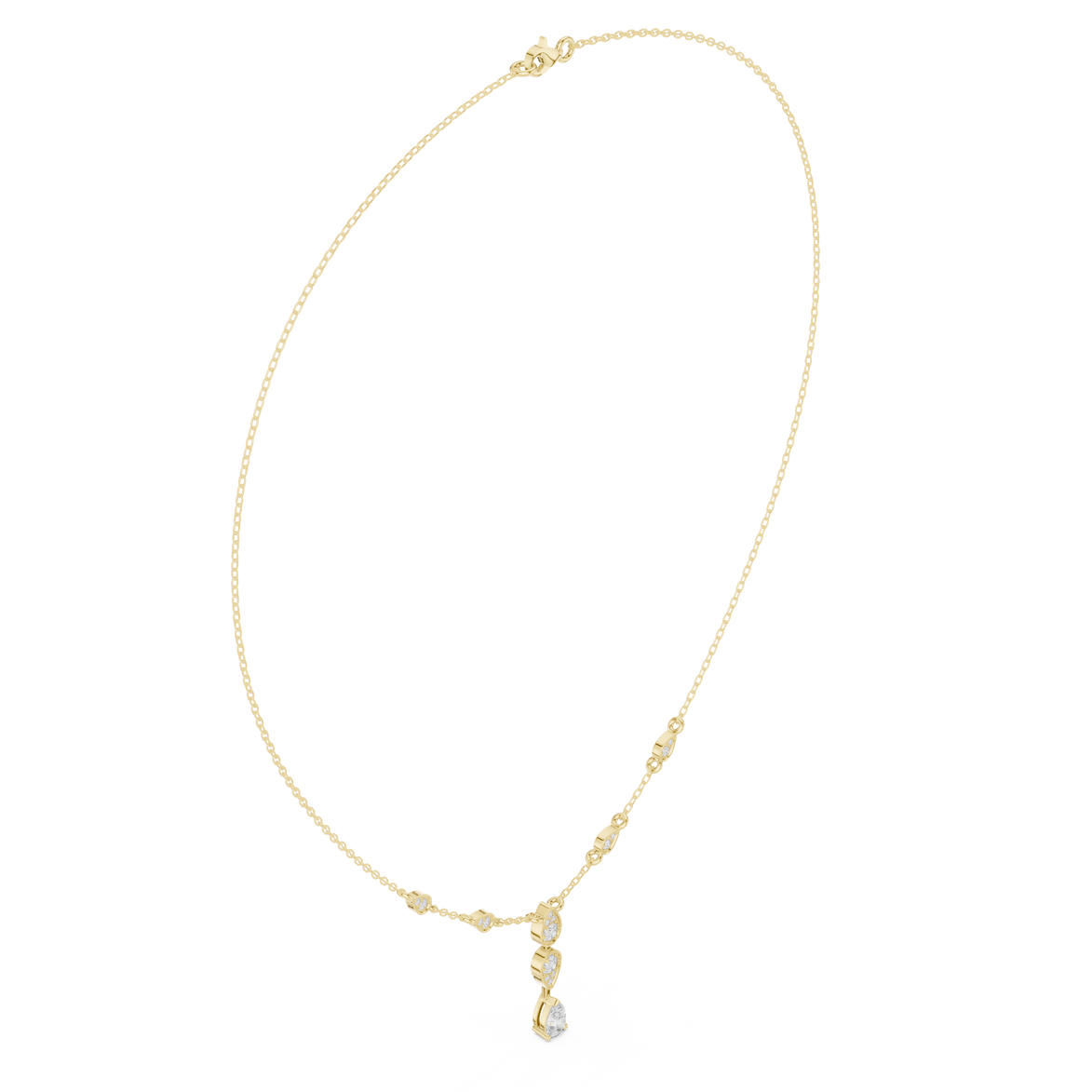 Pear drop diamond dangle necklace