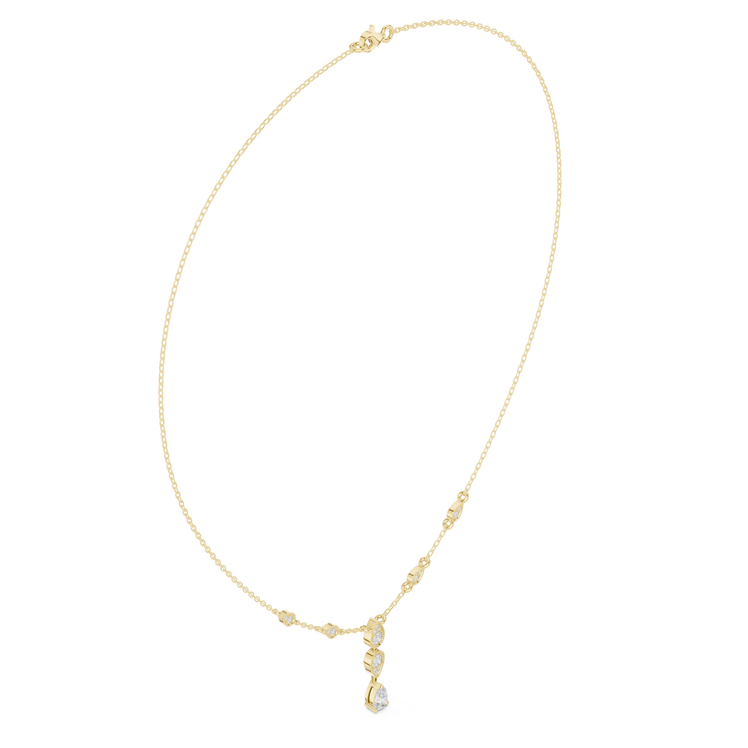 Pear drop diamond dangle necklace