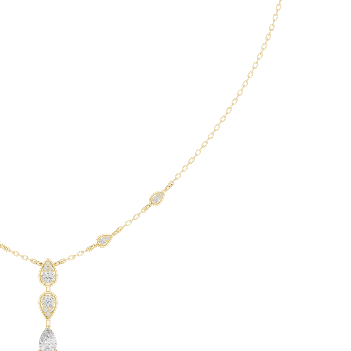 Pear drop diamond dangle necklace