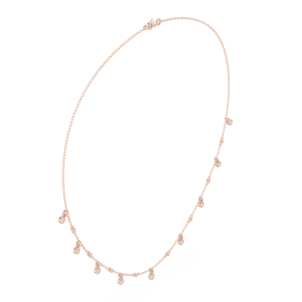 Diamond bezel drop station necklace