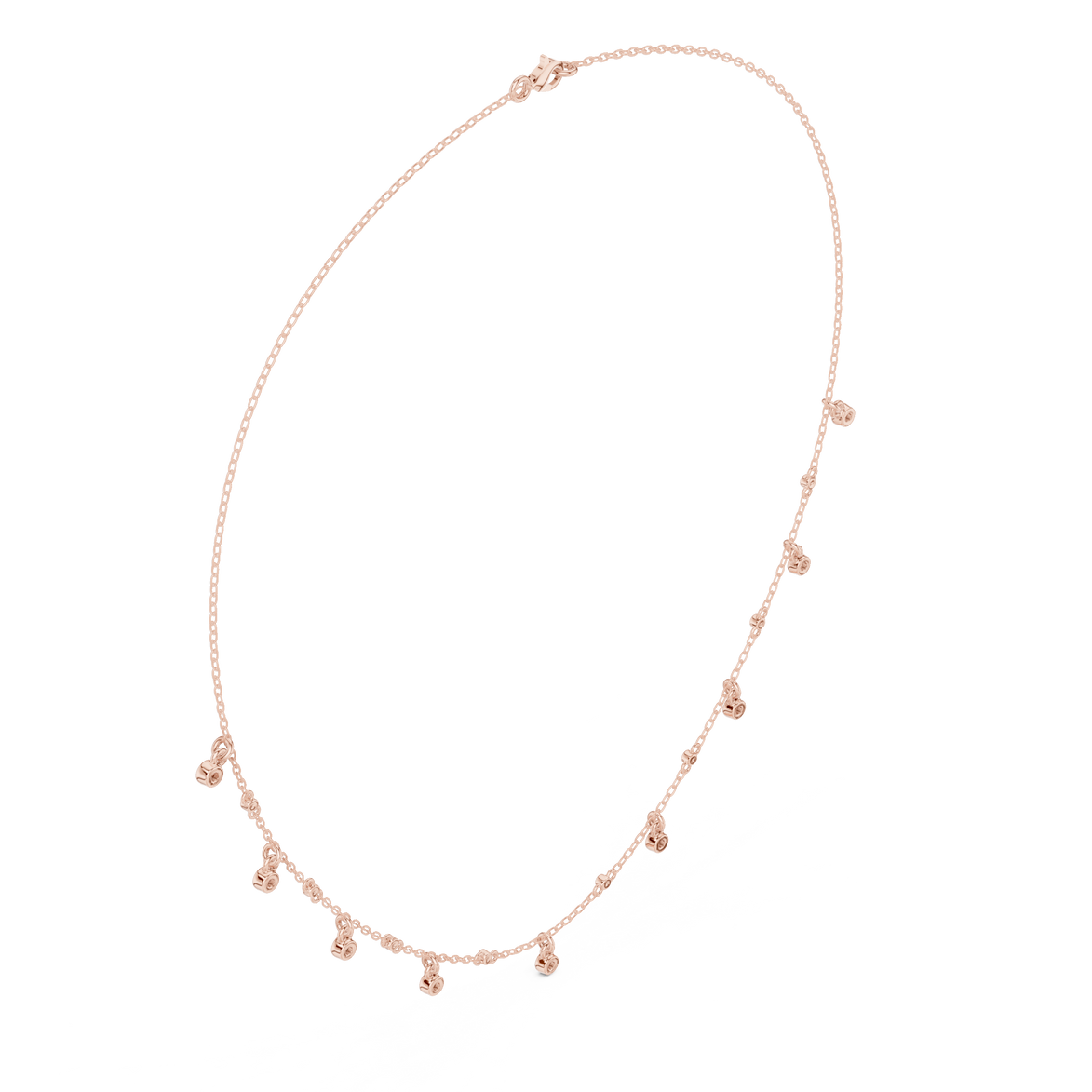Diamond bezel drop station necklace