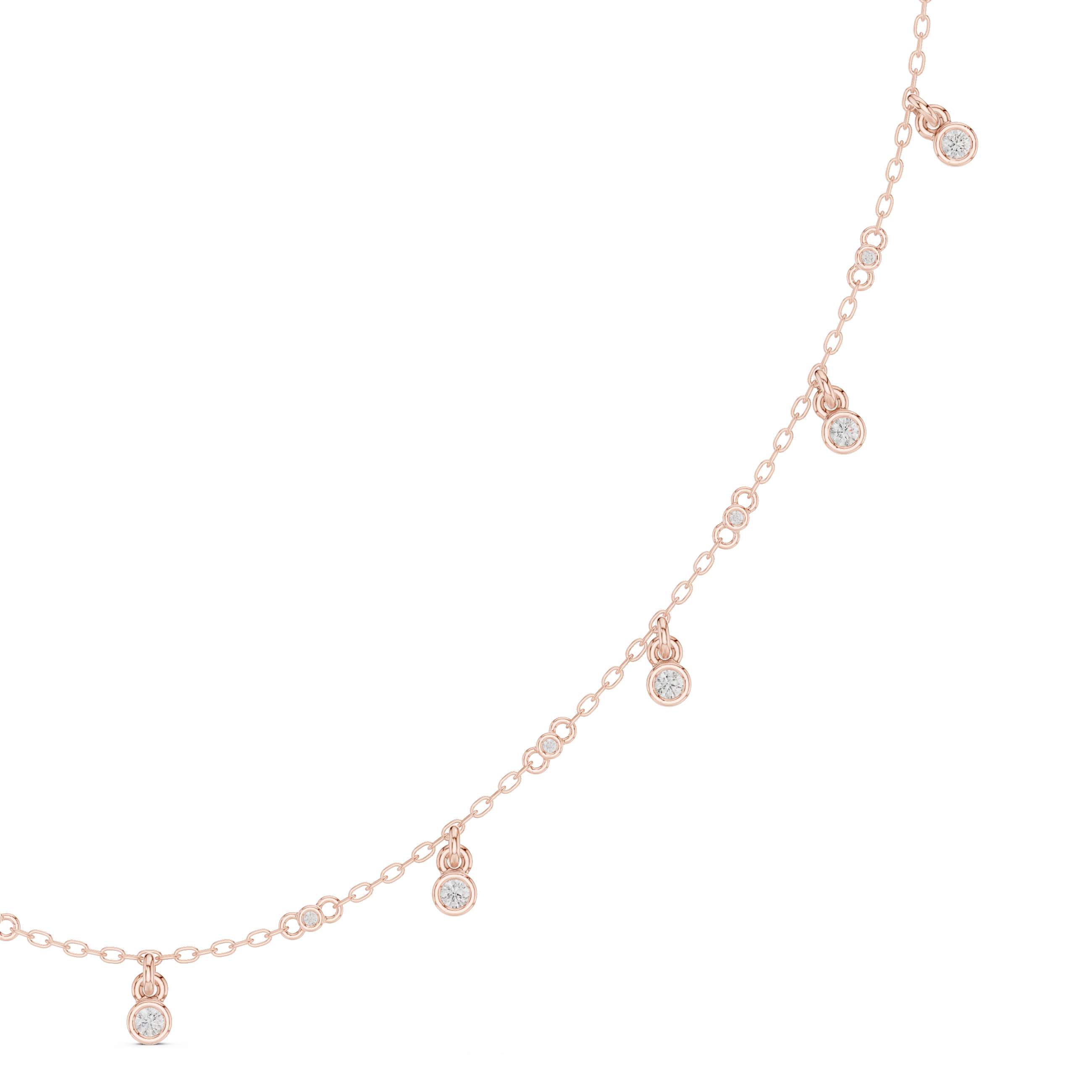 Diamond bezel drop station necklace