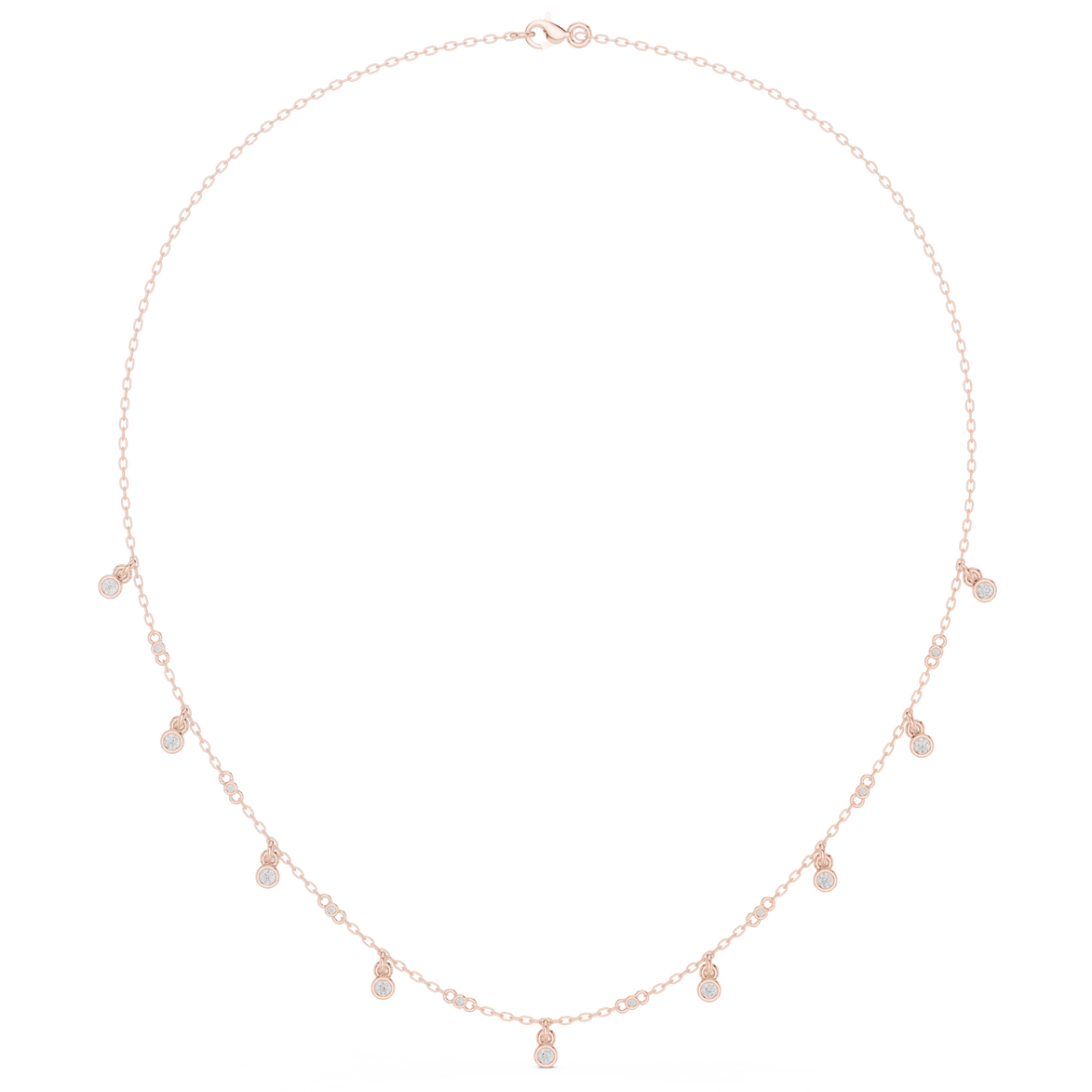 Diamond bezel drop station necklace