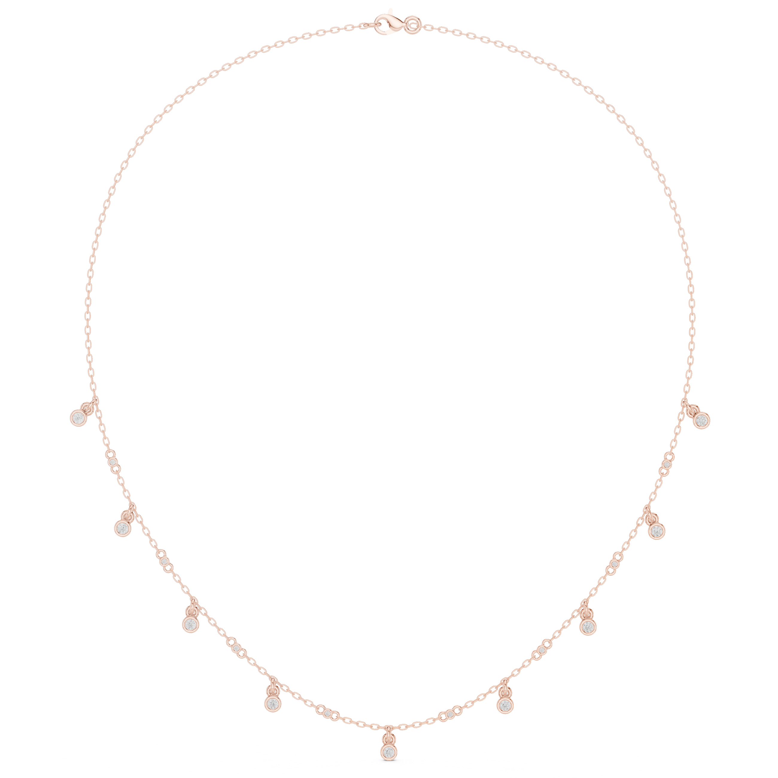Diamond bezel drop station necklace