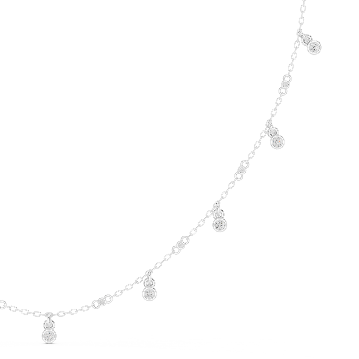 Diamond bezel drop station necklace