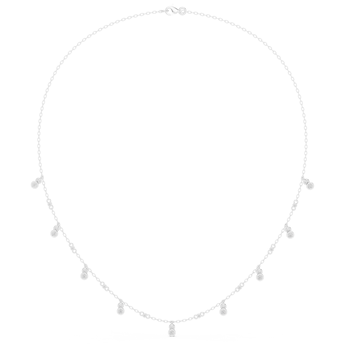 Diamond bezel drop station necklace
