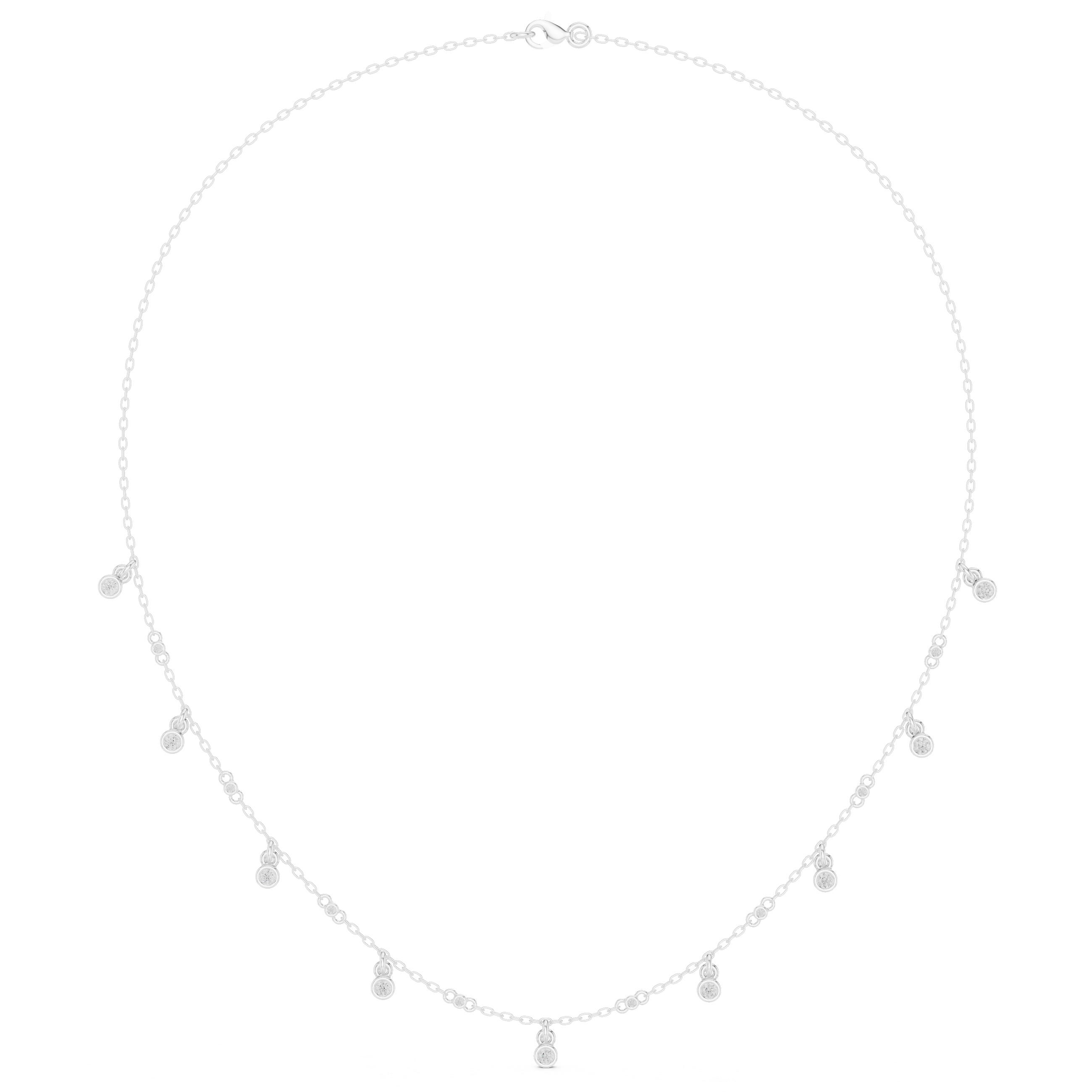 Diamond bezel drop station necklace
