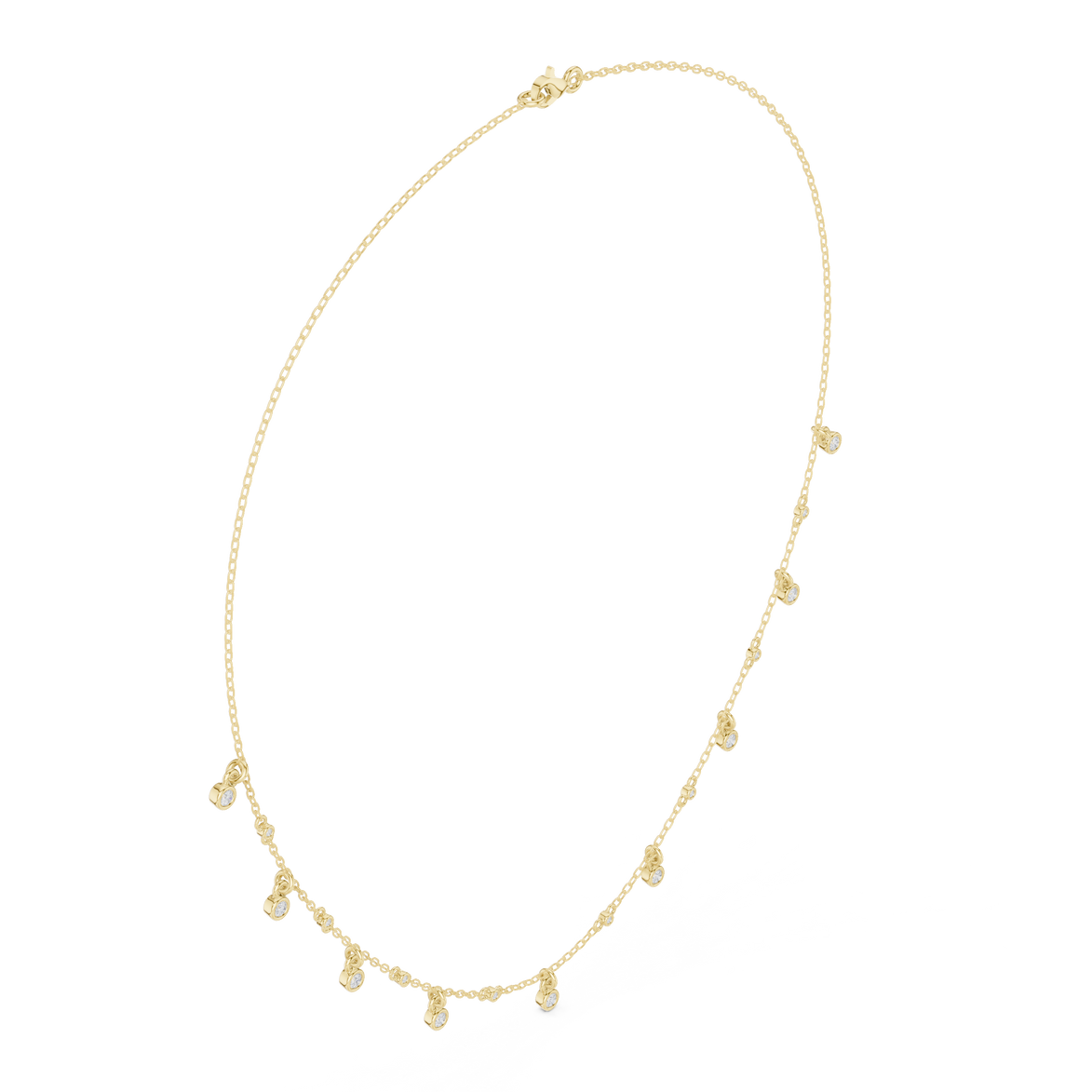 Diamond bezel drop station necklace