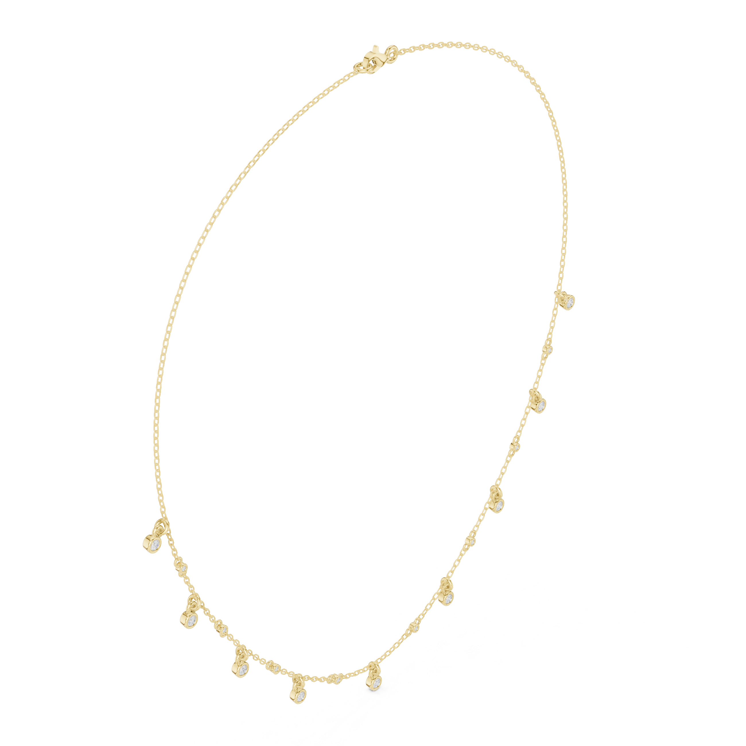 Diamond bezel drop station necklace