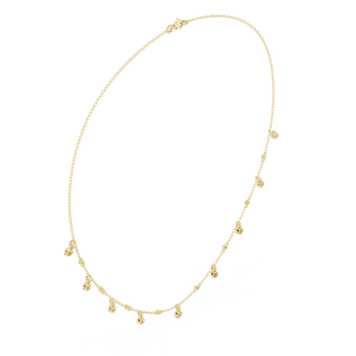 Diamond bezel drop station necklace