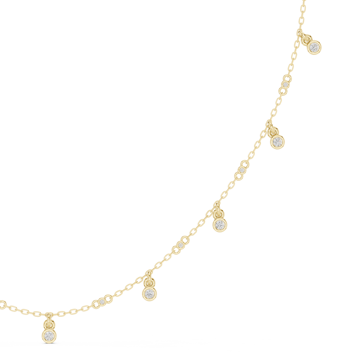Diamond bezel drop station necklace