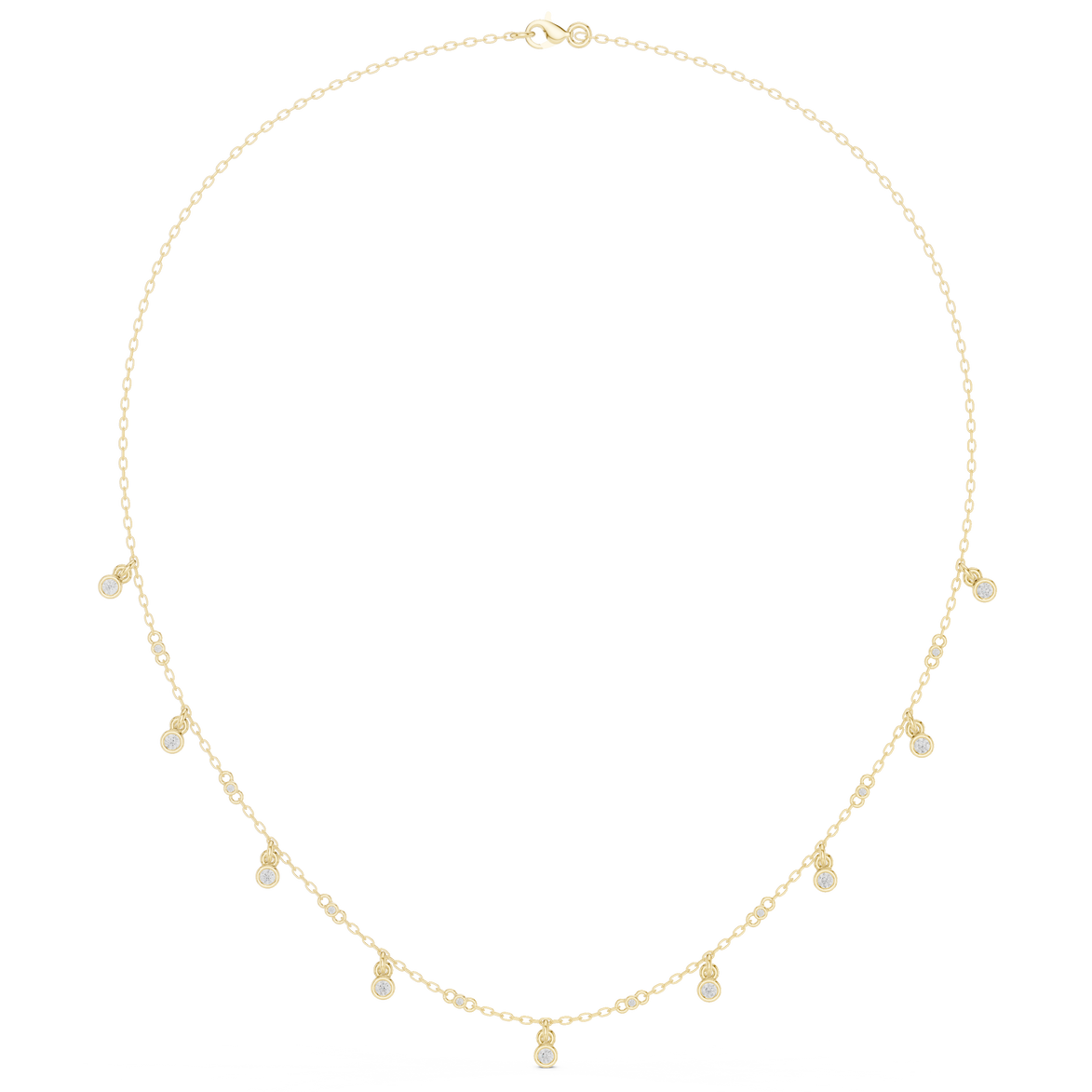 Diamond bezel drop station necklace