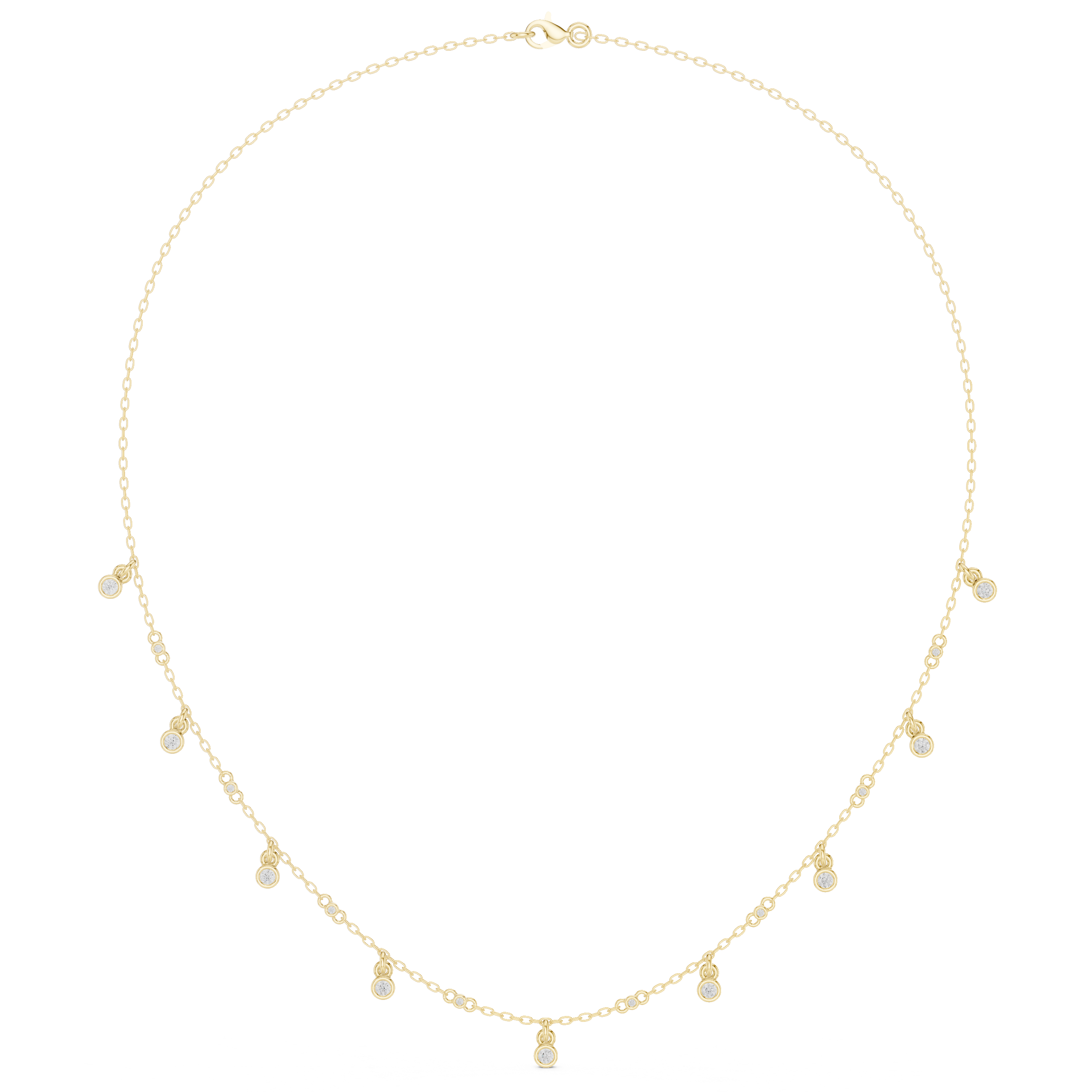 Diamond bezel drop station necklace