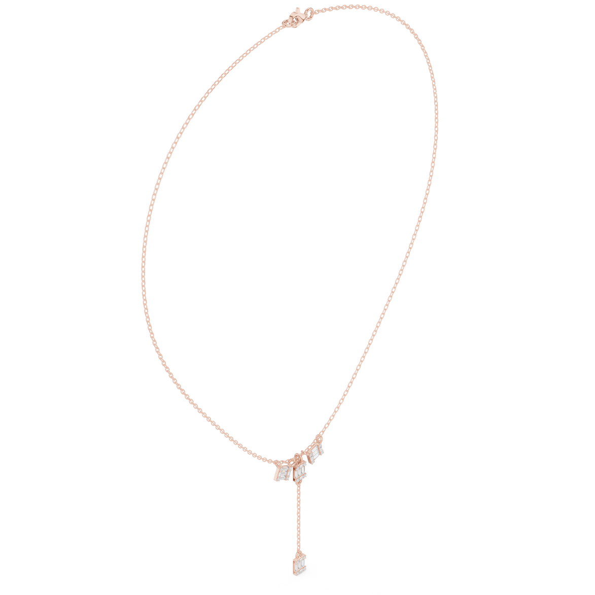 Baguette diamond drop necklace