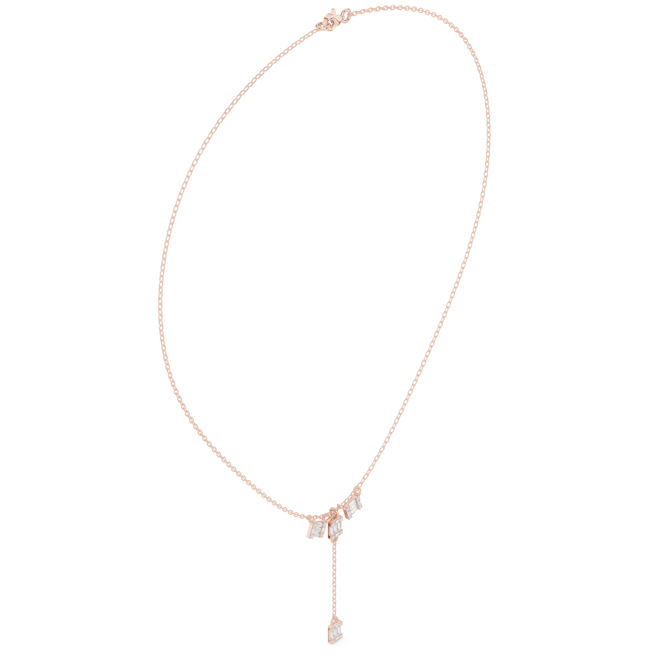 Baguette diamond drop necklace